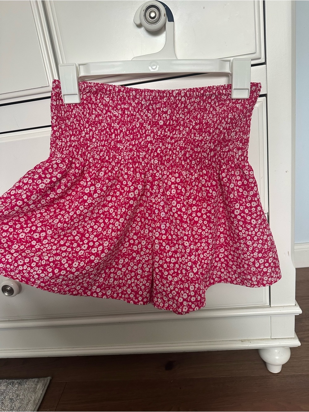 SHEIN Hot Pink Floral Smocked Waist Skirt